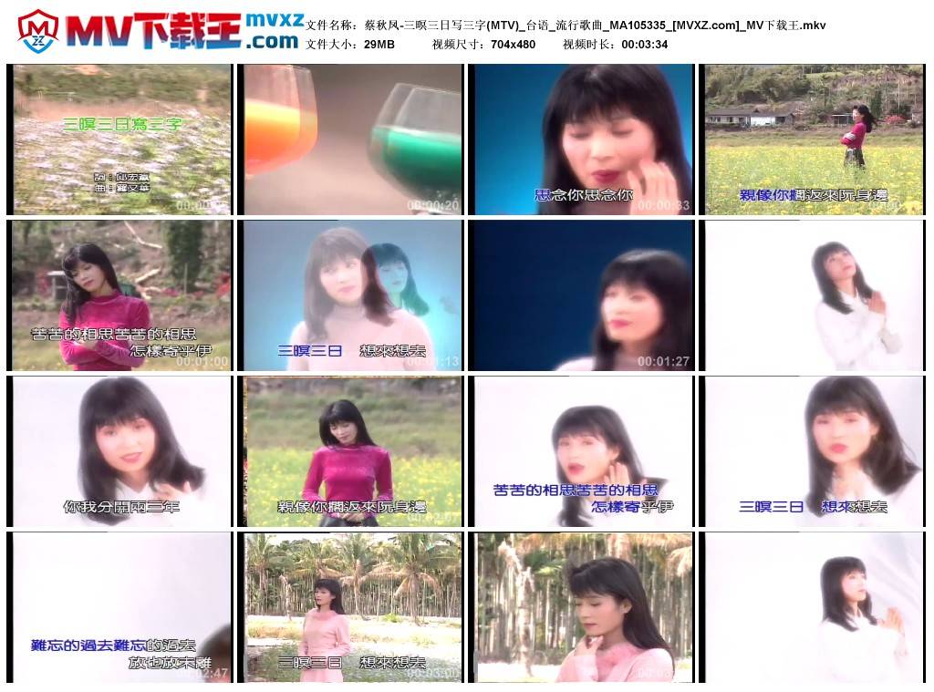 蔡秋凤-三暝三日写三字(MTV)_台语_流行歌曲_MA105335